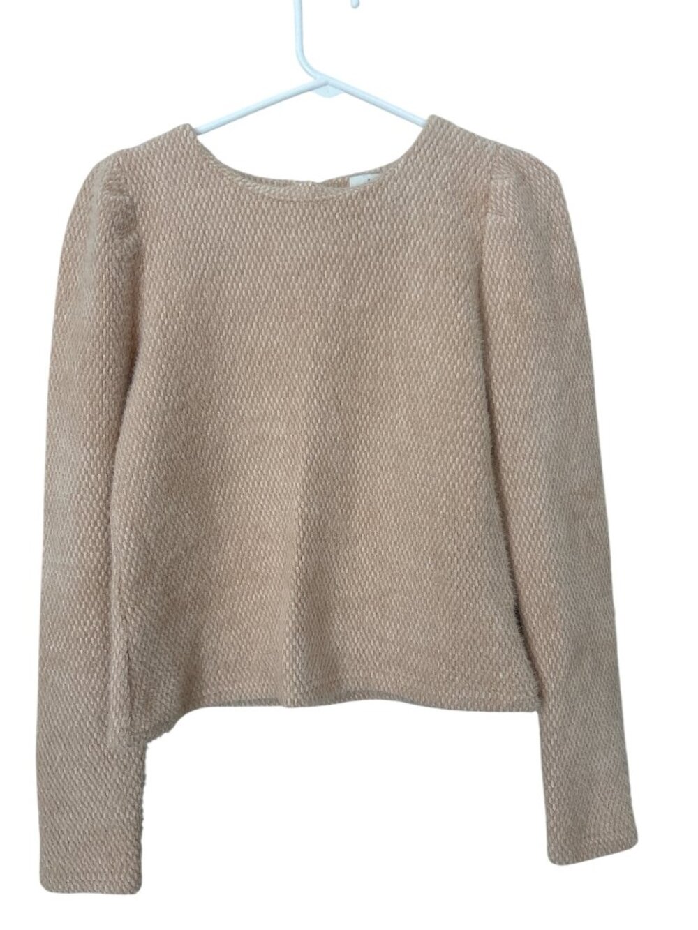 Sadie & Sage Sweater Size Small Textured Knit Long Sleeve Keyhole Back Neutral